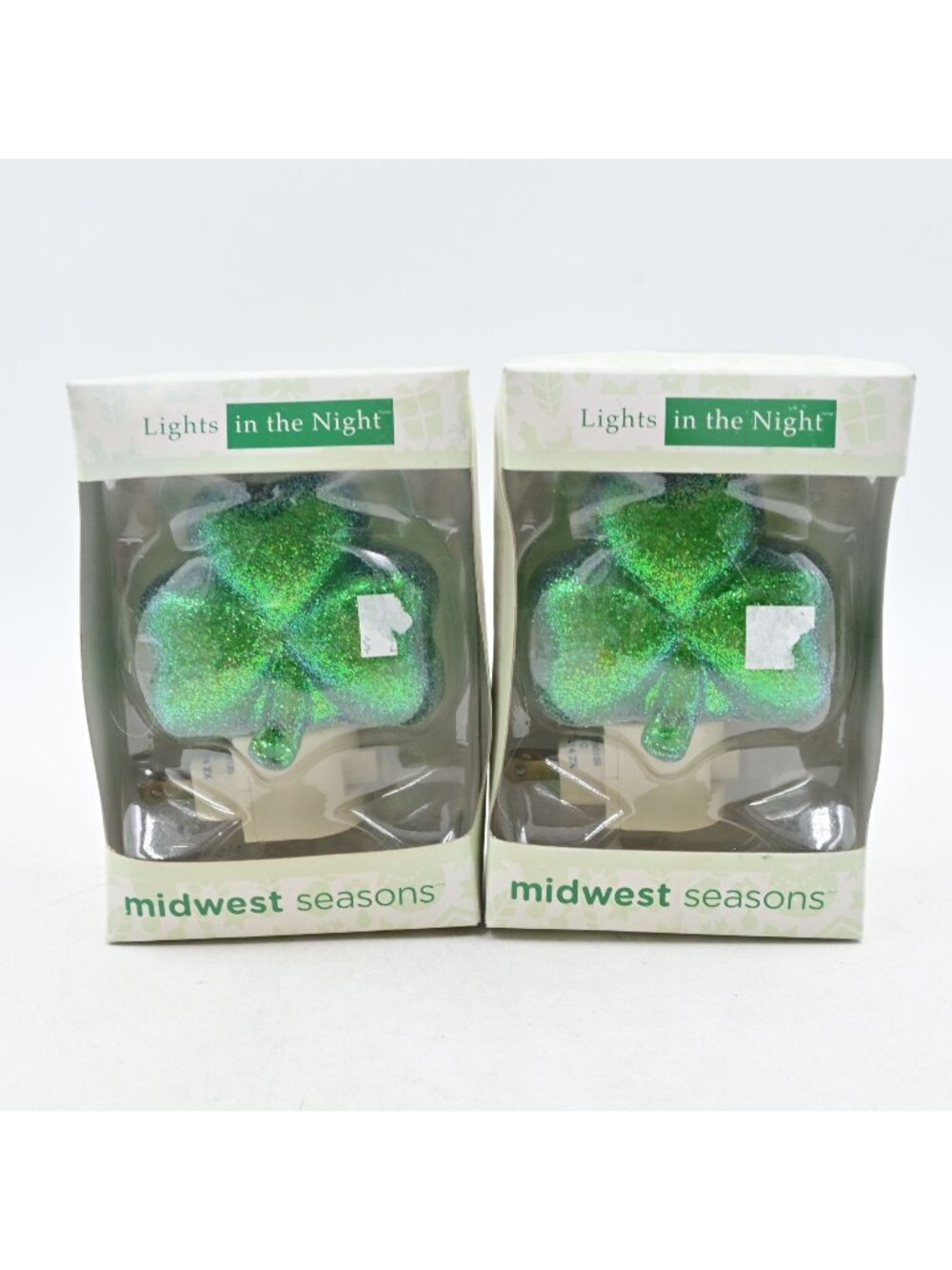 Midwest Seasons Green Shamrock Night Light Lot of 2 Pack St Patrick's Day NIB